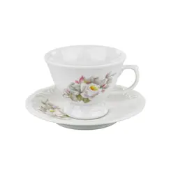Conjunto com 6 Xícaras Chá com Pires Porcelana Schmidt - Dec. Eterna E351