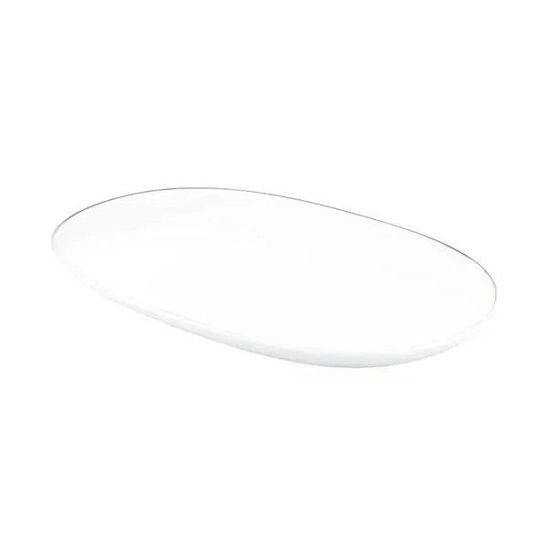 Travessa Rasa Oval 28 cm Porcelana Schmidt - Dec. Filetado Prata Itamaraty 0012