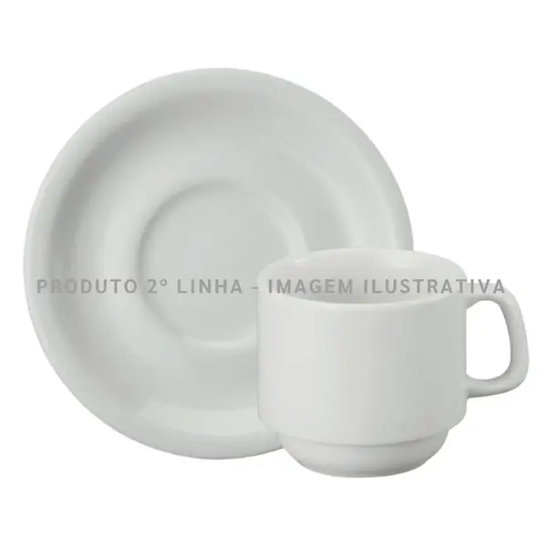 Xícara Chá com Pires Porcelana Schmidt - Mod. Cilíndrica 007 2ª Linha