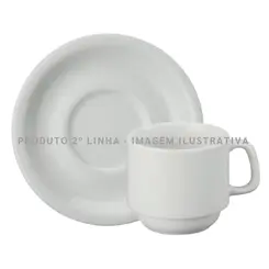 Xícara Chá com Pires Porcelana Schmidt - Mod. Cilíndrica 007 2ª Linha