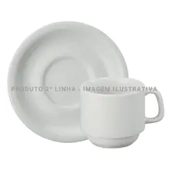 Xícara Chá com Pires Porcelana Schmidt - Mod. Cilíndrica 007 2ª Linha