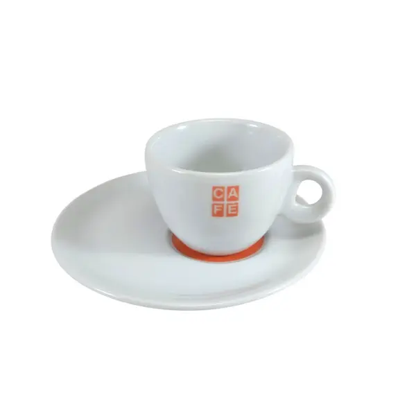 Xicara Chá Com Pires 160ml Porcelana Schmidt - Mod. Café Expresso Laranja