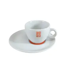 Xicara Chá Com Pires 160ml Porcelana Schmidt - Mod. Café Expresso Laranja