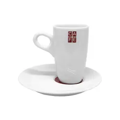 Xicara Chá Com Pires 200ml Porcelana Schmidt - Mod. Sofia Alta Café Expresso Vermelho