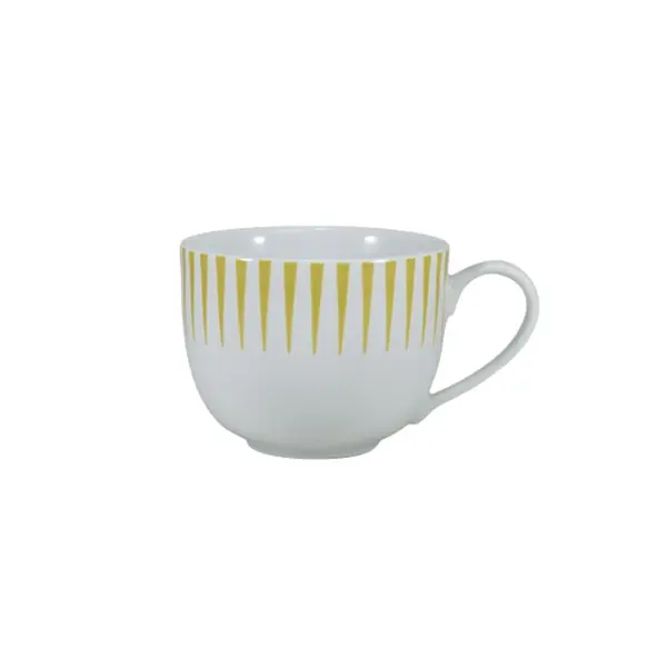 Xícara Chá com Pires 200ml Porcelana Schmidt - Dec. Sol Amarelo
