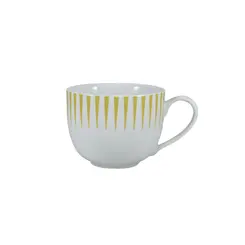 Xícara Chá com Pires 200ml Porcelana Schmidt - Dec. Sol Amarelo