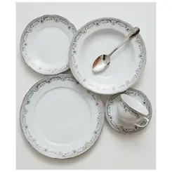Xícara Chá com Pires Porcelana Schmidt - Dec. Saint Germain Izabel 2339
