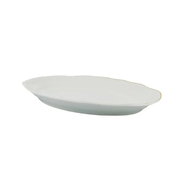Travessa Rasa Oval 28cm Porcelana Schmidt - Dec. Filetado Ouro Pomerode 0010