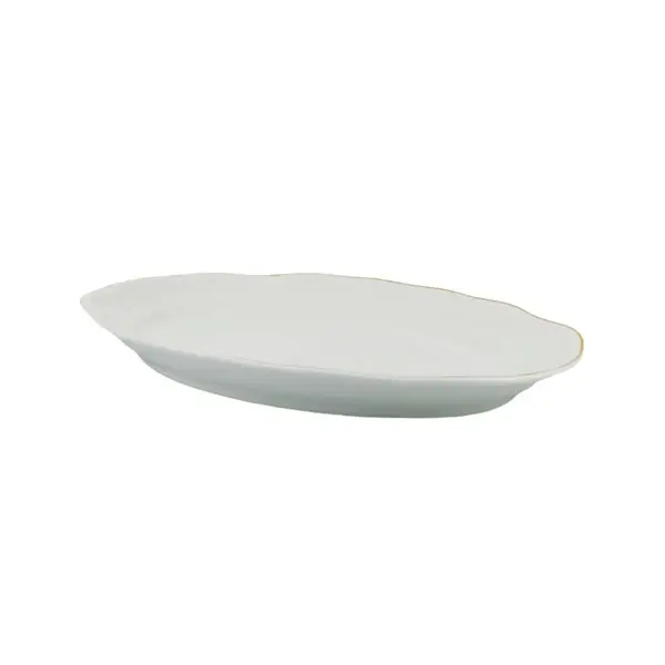 Travessa Rasa Oval 28cm Porcelana Schmidt - Dec. Filetado Ouro Pomerode 0010