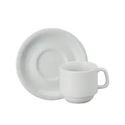 Xícara Chá com Pires Porcelana Schmidt - Mod. Cilindrica 007