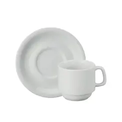 Xícara Chá com Pires Porcelana Schmidt - Mod. Cilindrica 007