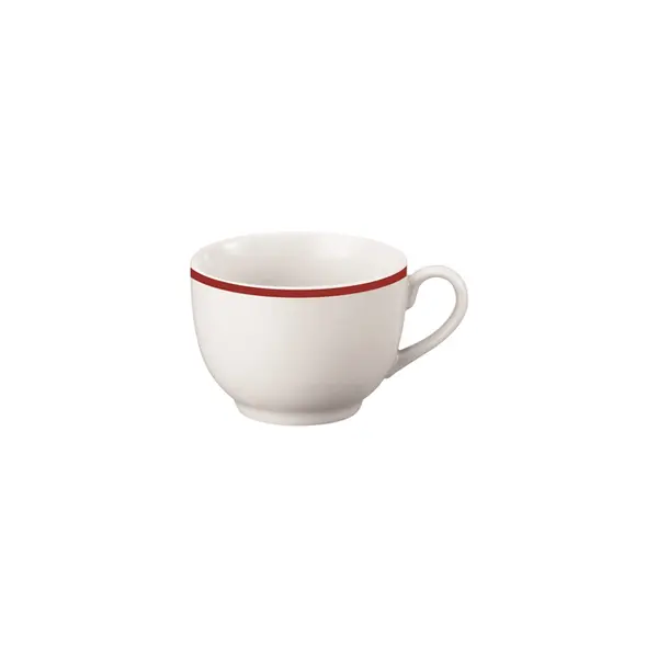 Xícara Chá com Pires Porcelana Schmidt - Dec. Filete Vermelho 2359
