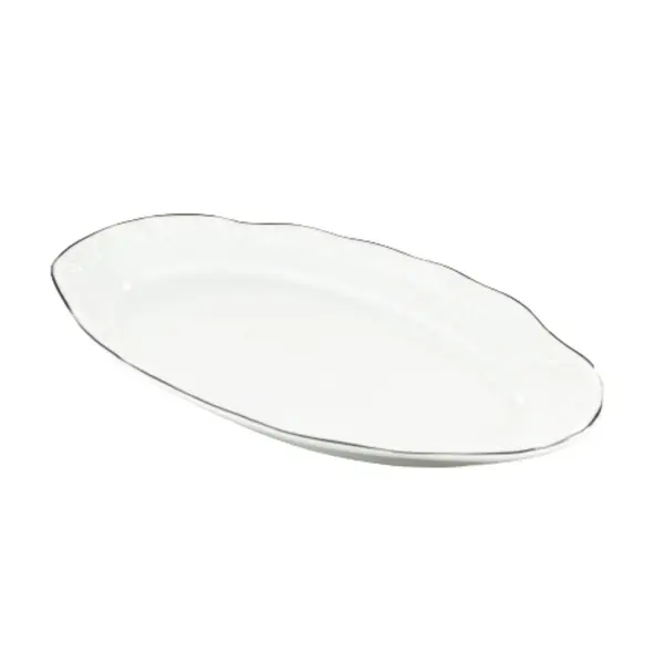 Travessa Rasa Oval 28cm Porcelana Schmidt - Dec. Filetado Prata Pomerode 0012