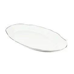 Travessa Rasa Oval 28cm Porcelana Schmidt - Dec. Filetado Prata Pomerode 0012