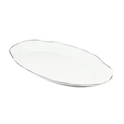 Travessa Rasa Oval 28cm Porcelana Schmidt - Dec. Filetado Prata Pomerode 0012