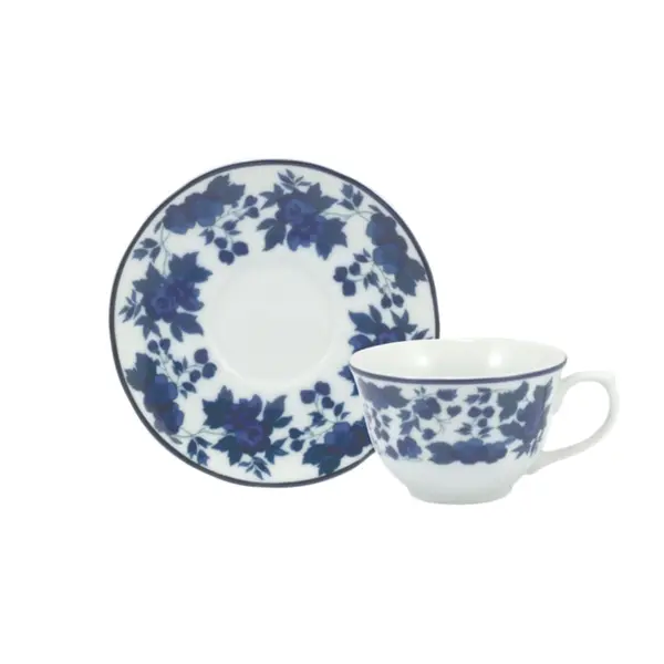 Xícara Café com Pires Porcelana Real by Schmidt - Dec. Folhagem 2354