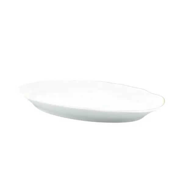 Travessa Rasa Oval 36 cm Porcelana Schmidt - Dec. Filetado Ouro Pomerode 0010
