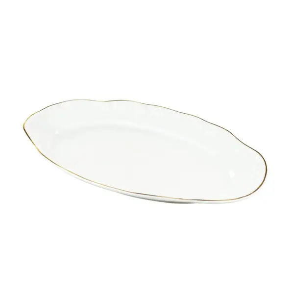 Travessa Rasa Oval 36 cm Porcelana Schmidt - Dec. Filetado Ouro Pomerode 0010