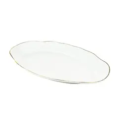 Travessa Rasa Oval 36 cm Porcelana Schmidt - Dec. Filetado Ouro Pomerode 0010