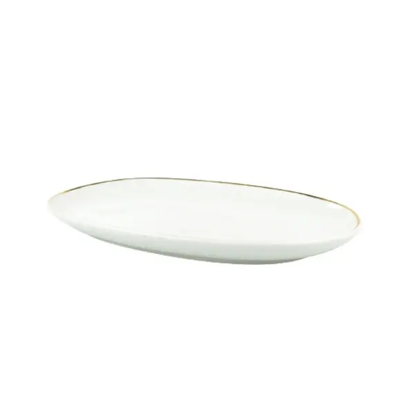 Travessa Rasa Oval 36cm Porcelana Schmidt - Dec. Filetado Ouro Itamaraty 0010
