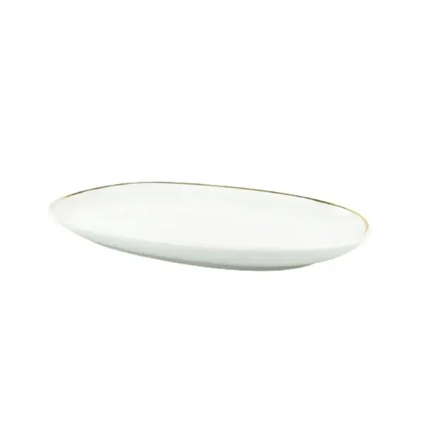 Travessa Rasa Oval 36cm Porcelana Schmidt - Dec. Filetado Ouro Itamaraty 0010