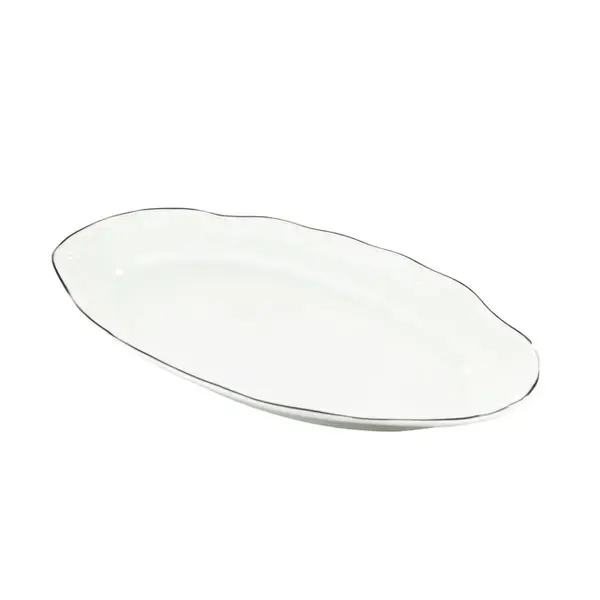 Travessa Rasa Oval 36 cm Porcelana Schmidt - Dec. Filetado Prata Pomerode 0012