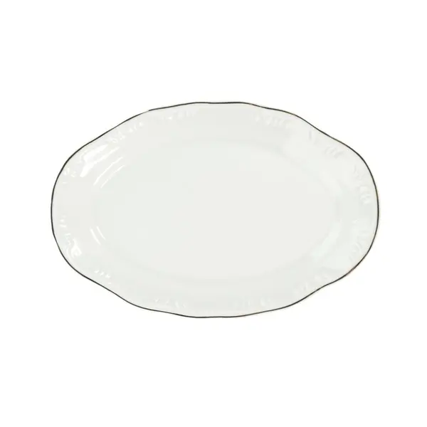 Travessa Rasa Oval 36 cm Porcelana Schmidt - Dec. Filetado Prata Pomerode 0012