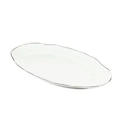 Travessa Rasa Oval 36 cm Porcelana Schmidt - Dec. Filetado Prata Pomerode 0012