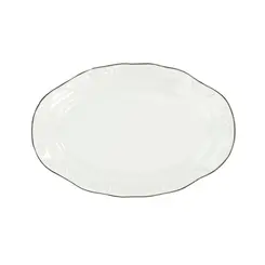 Travessa Rasa Oval 36 cm Porcelana Schmidt - Dec. Filetado Prata Pomerode 0012