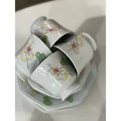 Xícara Chá com Pires Porcelana Schmidt - Dec. Encanto E373
