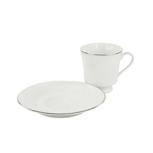 Xícara Café com Pires Porcelana Schmidt - Dec. Filetado Prata Itamaraty 0012
