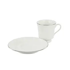 Xícara Café com Pires Porcelana Schmidt - Dec. Filetado Prata Itamaraty 0012