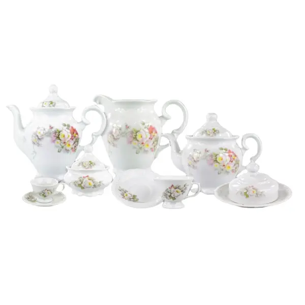 Aparelho Chá e Café 53 Peças Porcelana Schmidt - Dec. Eterna E351