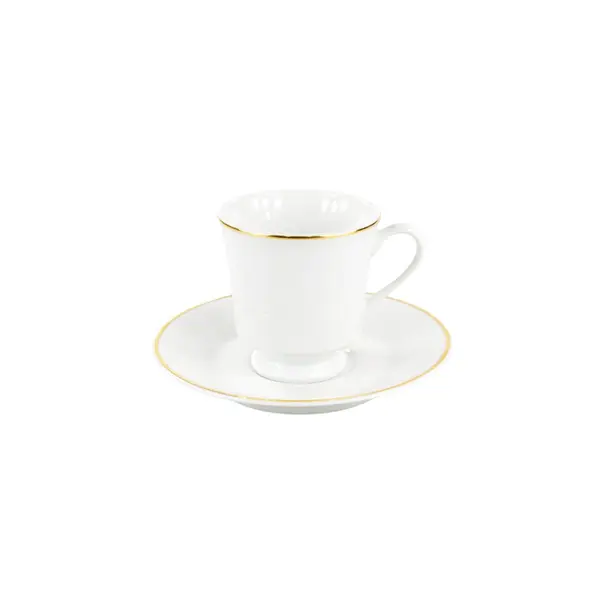 Xícara Café com Pires Porcelana Schmidt - Dec. Filetado Ouro Itamaraty 0010
