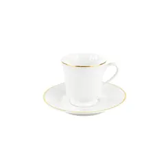 Xícara Café com Pires Porcelana Schmidt - Dec. Filetado Ouro Itamaraty 0010