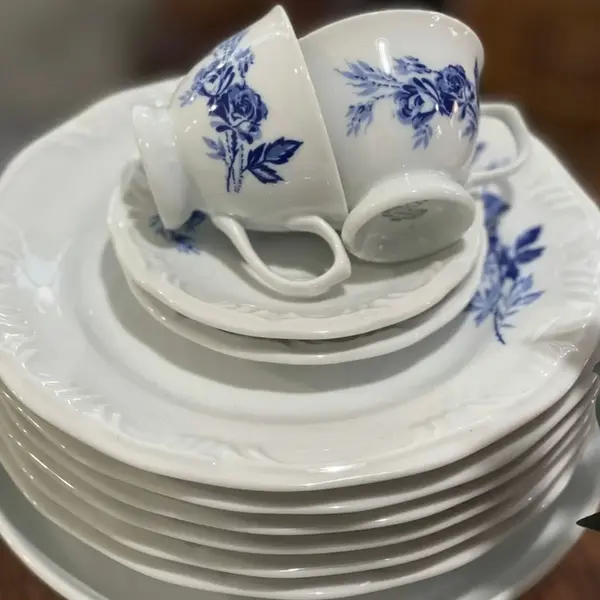 Xícara Chá com Pires Porcelana Schmidt - Dec. Cora 2267