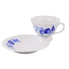 Xícara Chá com Pires Porcelana Schmidt - Dec. Cora 2267