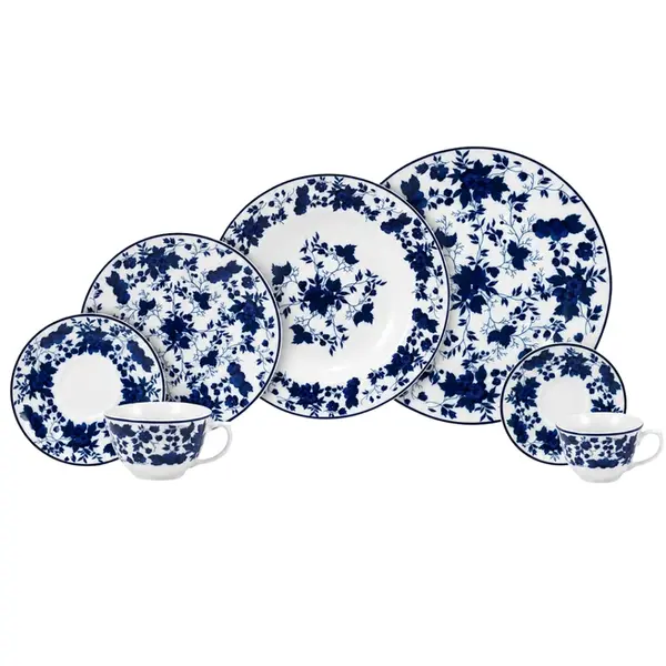 Aparelho Jantar Chá e Café 42 Peças Porcelana Schmidt - Dec. Folhagem 2354