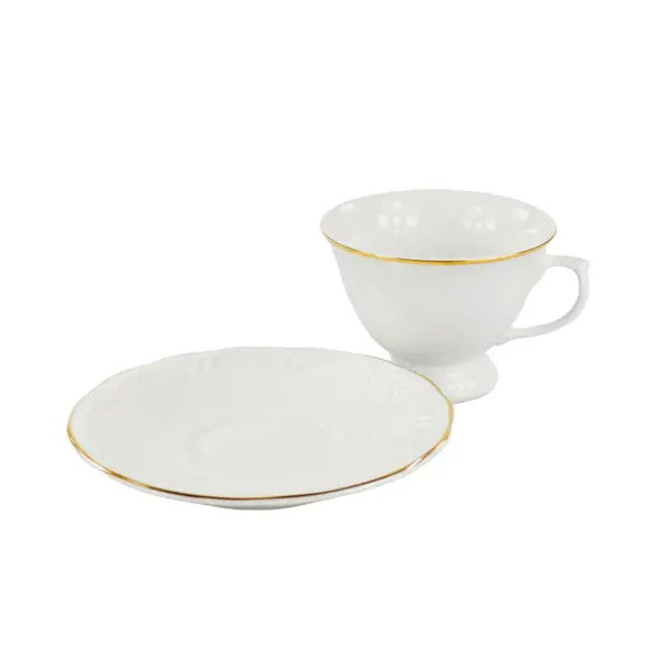 Xícara Café com Pires Porcelana Schmidt - Dec. Filetado Ouro Pomerode 0010