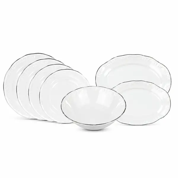 Aparelho de Jantar 40 Peças Porcelana Schmidt - Dec. Filetado Prata Pomerode 0012