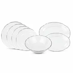 Aparelho de Jantar 40 Peças Porcelana Schmidt - Dec. Filetado Prata Pomerode 0012