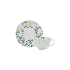 Xícara Chá com Pires 200ml Porcelana Schmidt - Dec. Outono 2377
