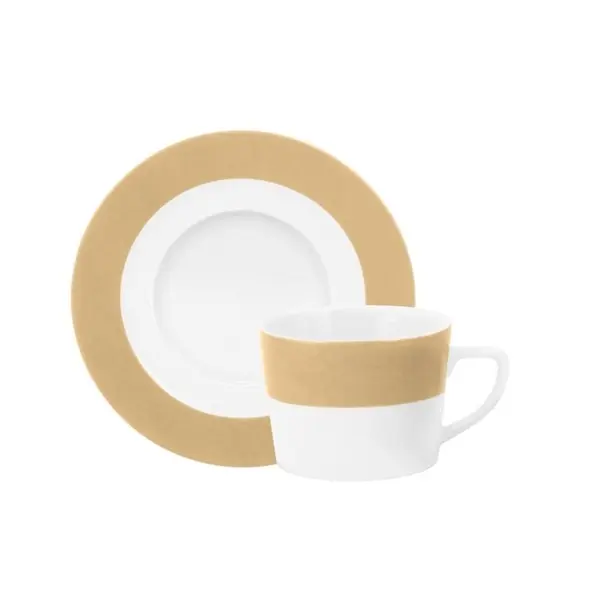 Xícara Chá com Pires Porcelana Schmidt - Dec. Matte Cappuccino 2372