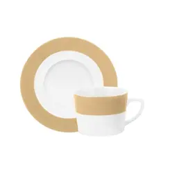 Xícara Chá com Pires Porcelana Schmidt - Dec. Matte Cappuccino 2372