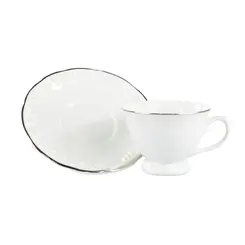 Xícara Chá com Pires Porcelana Schmidt - Dec. Filetado Prata Pomerode 0012
