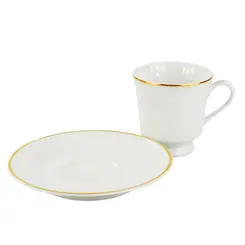 Xícara Chá com Pires Porcelana Schmidt - Dec. Filetado Ouro Itamaraty 0010