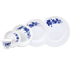 Aparelho Jantar e Chá 20 Peças Porcelana Schmidt - Dec. Cora 2267