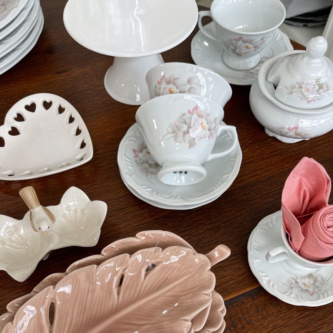 Aparelho de Chá e Café Porcelana Schmidt 53 peças - Dec. Eterna E351 -  SCHMIDT