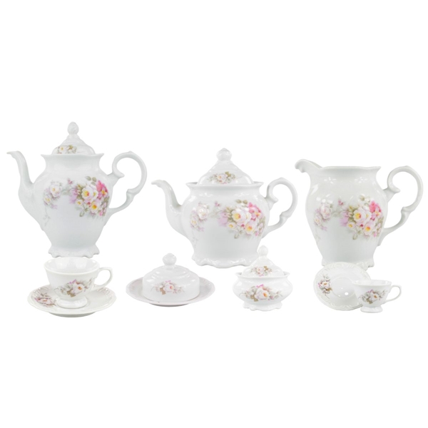 Aparelho de Chá e Café Porcelana Schmidt 53 peças - Dec. Eterna