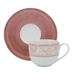 Xícara Chá com Pires 250ml Porcelana Schmidt - Dec. Millenium 2382
